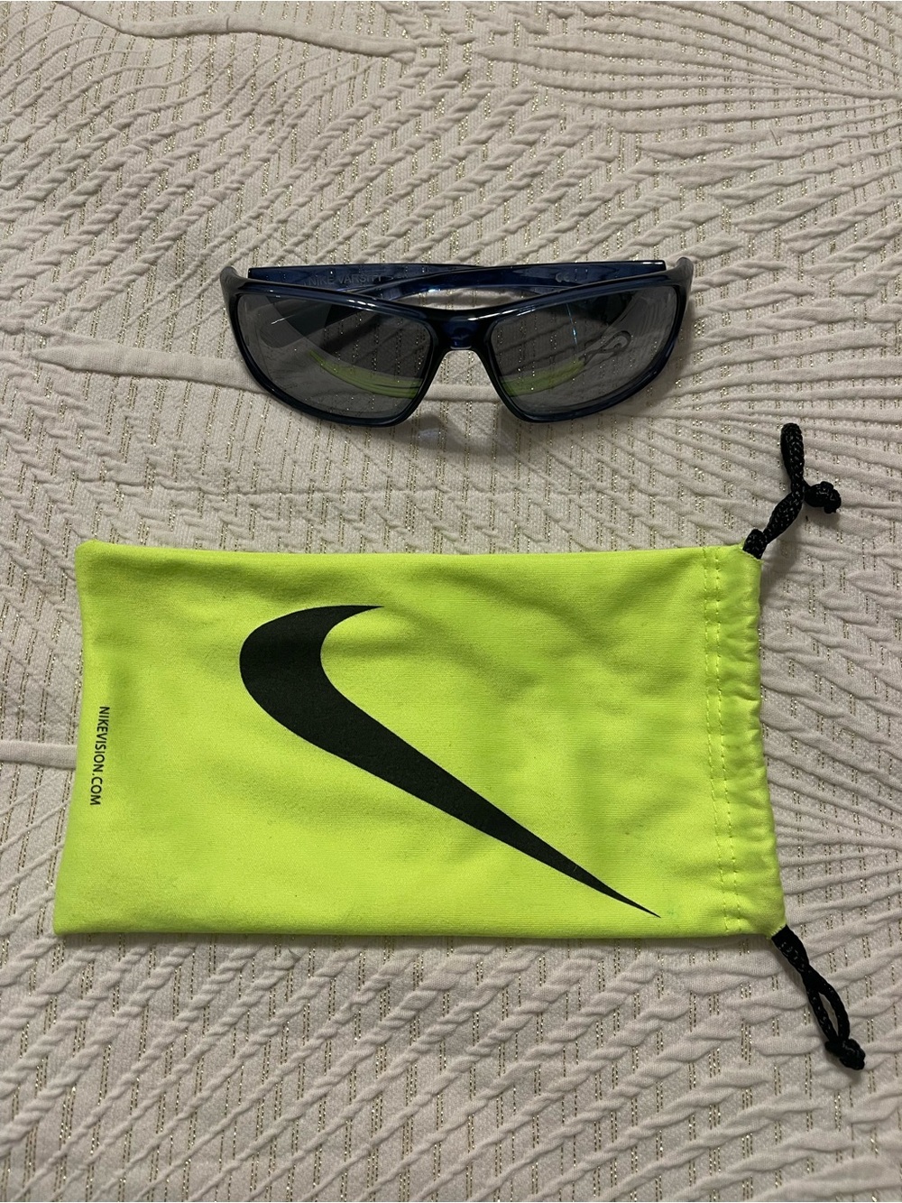 Nike Kids Sunglasses with Neon Yellow Drawstring Pouch